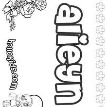 Alieyn - Coloring page - NAME coloring pages - GIRLS NAME coloring pages - A names for girls coloring sheets