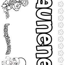 Aunene - Coloring page - NAME coloring pages - GIRLS NAME coloring pages - A names for girls coloring sheets