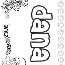 Dana - Coloring page - NAME coloring pages - GIRLS NAME coloring pages - D names for GIRLS free coloring sheets
