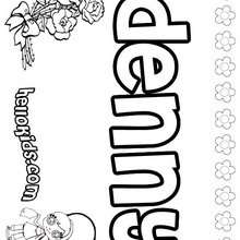 Denny - Coloring page - NAME coloring pages - GIRLS NAME coloring pages - D names for GIRLS free coloring sheets