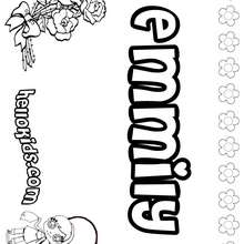 Emmily - Coloring page - NAME coloring pages - GIRLS NAME coloring pages - E names for girls coloring book