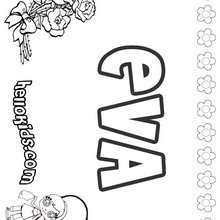 Eva - Coloring page - NAME coloring pages - GIRLS NAME coloring pages - E names for girls coloring book