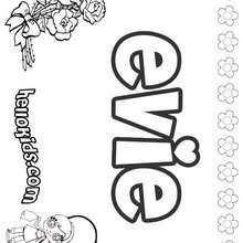 Evie - Coloring page - NAME coloring pages - GIRLS NAME coloring pages - E names for girls coloring book