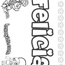 Felicia - Coloring page - NAME coloring pages - GIRLS NAME coloring pages - F girly names coloring book