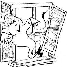 Ghost in the window - Coloring page - HOLIDAY coloring pages - HALLOWEEN coloring pages - GHOST coloring pages