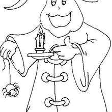 Halloween Ghost with a candle - Coloring page - HOLIDAY coloring pages - HALLOWEEN coloring pages - GHOST coloring pages