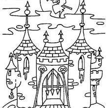 Witches castle coloring page