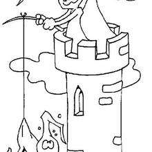 Phantoms in the haunted castle coloring page - Coloring page - HOLIDAY coloring pages - HALLOWEEN coloring pages - HAUNTED CASTLE coloring pages