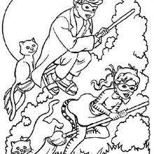 Halloween magic broomstick - Coloring page - HOLIDAY coloring pages - HALLOWEEN coloring pages - HALLOWEEN WITCH coloring pages - WITCH ON BROOMSTICK coloring pages