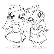 Halloween princesses - Coloring page - HOLIDAY coloring pages - HALLOWEEN coloring pages - TRICK or TREAT coloring pages