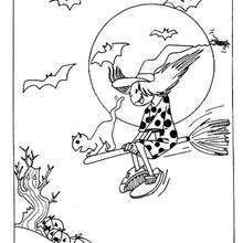 Halloween Magic broom - Coloring page - HOLIDAY coloring pages - HALLOWEEN coloring pages - HALLOWEEN WITCH coloring pages - WITCH ON BROOMSTICK coloring pages
