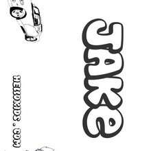 Jake - Coloring page - NAME coloring pages - BOYS NAME coloring pages - I and J boys names coloring book