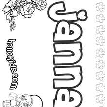 Janna - Coloring page - NAME coloring pages - GIRLS NAME coloring pages - J names for girls coloring pages