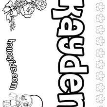Kayden - Coloring page - NAME coloring pages - GIRLS NAME coloring pages - K names for girls coloring posters