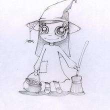 Little witch of halloween - Coloring page - HOLIDAY coloring pages - HALLOWEEN coloring pages - TRICK or TREAT coloring pages