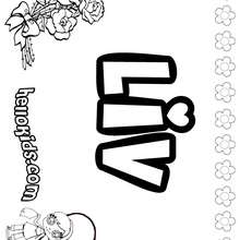 Liv - Coloring page - NAME coloring pages - GIRLS NAME coloring pages - L girl names coloring posters
