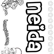 Neida - Coloring page - NAME coloring pages - GIRLS NAME coloring pages - N names for girls coloring posters