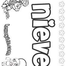 Nieve - Coloring page - NAME coloring pages - GIRLS NAME coloring pages - N names for girls coloring posters