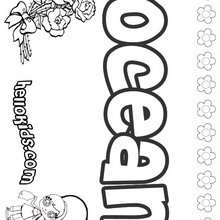 Ocean - Coloring page - NAME coloring pages - GIRLS NAME coloring pages - O, P, Q names fo girls posters