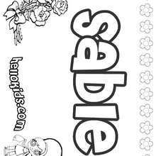 Sable - Coloring page - NAME coloring pages - GIRLS NAME coloring pages - S girls names coloring posters