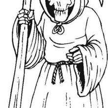 Grim Reaper's hooded black cloack coloring page