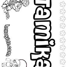 Tamika - Coloring page - NAME coloring pages - GIRLS NAME coloring pages - T names for girls coloring and printing posters