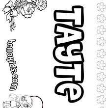 Tayte - Coloring page - NAME coloring pages - GIRLS NAME coloring pages - T names for girls coloring and printing posters