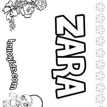 Zara - Coloring page - NAME coloring pages - GIRLS NAME coloring pages - U, V, W, X, Y, Z girls names posters