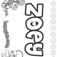 Zoey - Coloring page - NAME coloring pages - GIRLS NAME coloring pages - U, V, W, X, Y, Z girls names posters