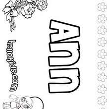 Ann - Coloring page - NAME coloring pages - GIRLS NAME coloring pages - A names for girls coloring sheets