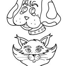Dog and Cat coloring page - Coloring page - ANIMAL coloring pages - PET coloring pages - DOG coloring pages - Free DOG coloring pages