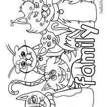 Cat family coloring page - Coloring page - ANIMAL coloring pages - PET coloring pages - CAT coloring pages - CATS coloring pages