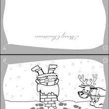 Santa falls into the chimney Card Christmas printable card
