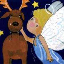 Angel and Christmas reindeer illustration
