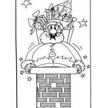 Santa on chimney coloring page - Coloring page - HOLIDAY coloring pages - CHRISTMAS coloring pages - SANTA coloring pages