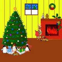 Christmas tree scene illustration