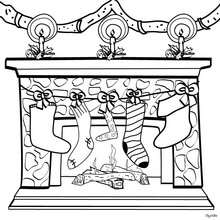 Empty stockings by the chimney coloring page
