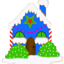 Christmas house animated gif - Drawing for kids - ANIMATED GIFS - CHRISTMAS animated Gifs - CHRISTMAS VILLAGE animated gif