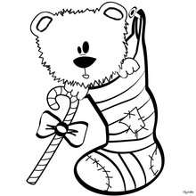 Teddy Bear and Christmas stocking coloring page - Coloring page - HOLIDAY coloring pages - CHRISTMAS coloring pages - CHRISTMAS GIFT coloring pages
