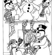 Snowman's Christmas party time - Coloring page - HOLIDAY coloring pages - CHRISTMAS coloring pages - SNOWMAN coloring pages