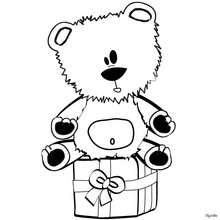 Teddy Bear on gift box coloring page