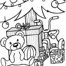 Kids Teddy Bear and toys coloring page