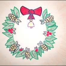 Christmas wreath drawing lesson