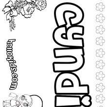 Cyndi - Coloring page - NAME coloring pages - GIRLS NAME coloring pages - C names for girls coloring sheets