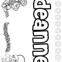 Deanne - Coloring page - NAME coloring pages - GIRLS NAME coloring pages - D names for GIRLS free coloring sheets