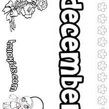 December - Coloring page - NAME coloring pages - GIRLS NAME coloring pages - D names for GIRLS free coloring sheets