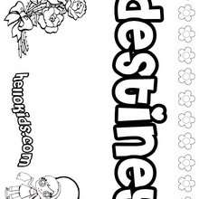 Destiney - Coloring page - NAME coloring pages - GIRLS NAME coloring pages - D names for GIRLS free coloring sheets