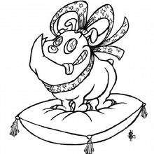 Dog present coloring page - Coloring page - ANIMAL coloring pages - PET coloring pages - DOG coloring pages - DOG to color in