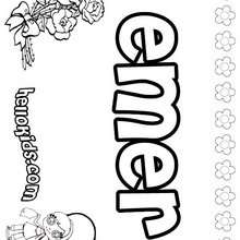 Emer - Coloring page - NAME coloring pages - GIRLS NAME coloring pages - E names for girls coloring book