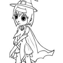 Witch fancy dress coloring page